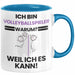 Volleyballspieler Geschenk Tasse Lustiger Spruch Ich Bin Volleyballspieler Warum Weil Ich Es Kann Geschenkidee Bester Volleyballspieler Geburtstag Kaffee-Becher Blau Trendation