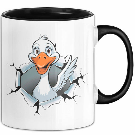 Gans Tier Gänse Bauer Tasse Becher Geschenk Lustige Geschenkidee Spruch Schwarz Trendation
