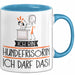Geschenk für Hundefrisörin Tasse Lustige Geschenkidee Geburtstag Ich Bin Hundefrisörin Ich Darf Das Blau Trendation