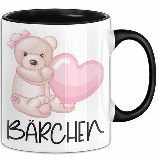 Tasse Teddybär mit Herz lustiges Geschenk für Kinder oder Valentinstag Schwarz Trendation