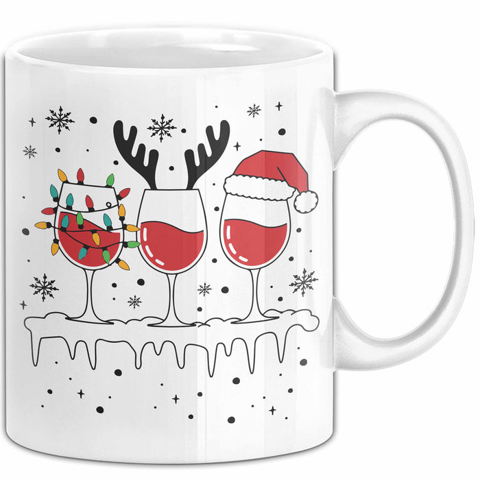 Wein-Trinker Geschenk Weihnachten Rotwein Geschenkidee Weintrinkerin Grafik Kaffee-Becher Weiß Trendation