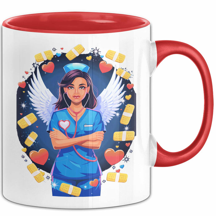 Krankenschwester Tasse Geschenk Lustige Geschenkidee Spruch Für Gesundheits Helden Rot Trendation
