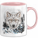 Wolf Tasse Geschenk Abstrakt Wölfe Mondlandschaft Geschenkidee Rosa Trendation