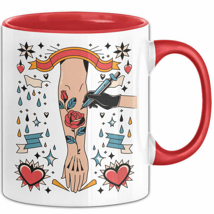 Tätowierer Tasse Geschenk Lustige Geschenkidee Spruch Für Tattoo Künstler Rot Trendation