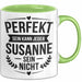 Susanne Tasse Geschenk Perfekt Sein Kann Jeder Geschenkidee Geburtstag Grün Trendation