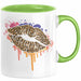 Leoparden Lippen Tasse Geschenk Cool Lips Kiss Leopardenmuster Kaffee-Tasse Geschenkidee Grün Trendation
