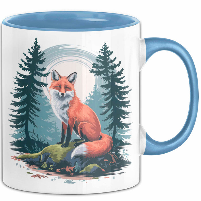 Fuchs Tierliebhaber Tasse Geschenk Lustige Geschenkidee Spruch Blau Trendation