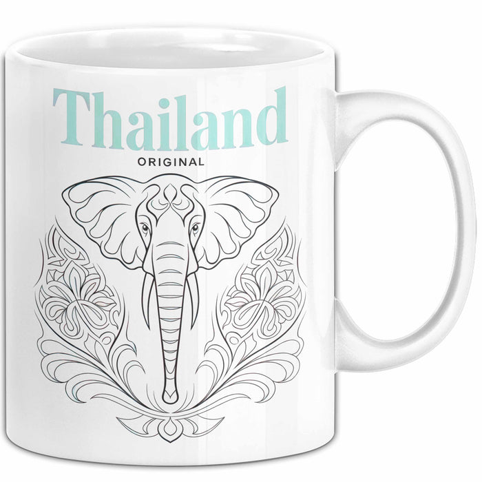 Bangkok Thailand Elefant Tasse Geschenk Lustige Geschenkidee Spruch Weiß Trendation