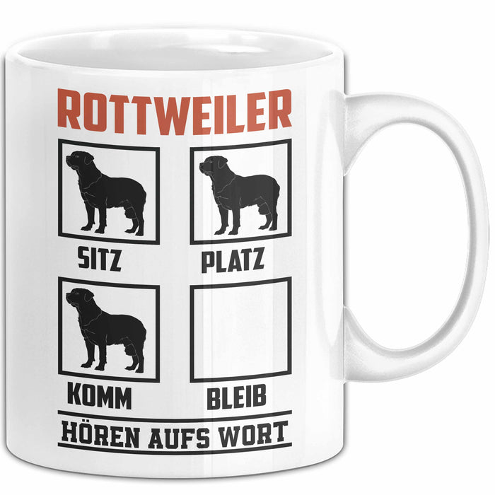 Rottweiler Hören Aufs Wort Tasse Geschenk Rottweiler Besitzer Mama Becher Weiß Trendation