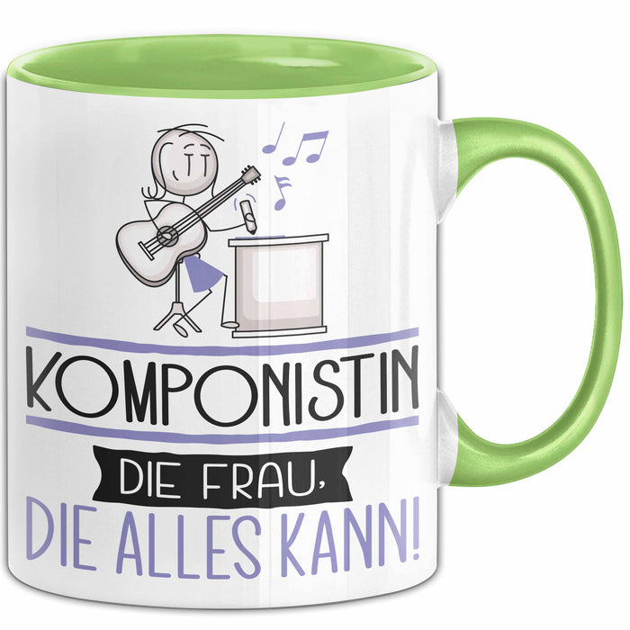 Komponistin Geschenk Tasse Becher Die Frau Die Allen Kann Geschenkidee für eine Komponistin Lustig Grün Trendation