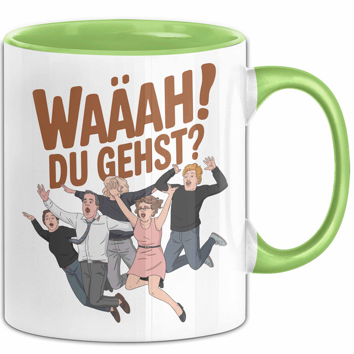 Büroarbeit Kollege Abschied Tasse Geschenk Lustige Geschenkidee Spruch Du Gehst Grün Trendation