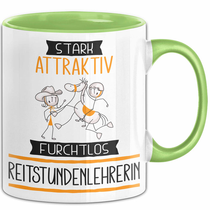 Reitstundenlehrerin Tasse Geschenk Becher Stark Attraktiv Furchtlos Reitstundenlehrerin Lustige Geschenkidee Grün Trendation