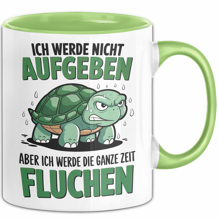 Sarkastische Schildkröte Tierliebhaber Tasse Geschenk Lustige Geschenkidee Spruch Ich Werde Die Ganze Zeit Fluchen Grün Trendation