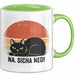 Katze Tasse Geschenk Na Sicha Ned Geschenkidee Katzenliebhaber Kaffee-Becher Grün Trendation