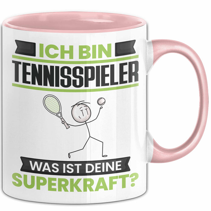 Tennisspieler Tasse Geschenk für Tennisspieler Geburtstag Lustiger Spruch Kaffee-Becher Was Ist Deine Superkraft Rosa Trendation