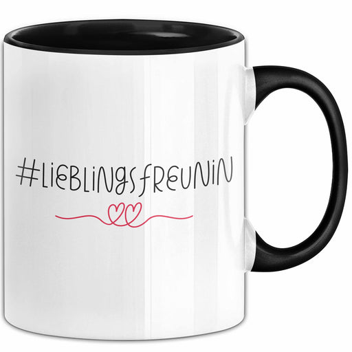 Tasse ValentinstagsGrafik mit Herzen und Lieblingsfreundin Geschenk für sie Schwarz Trendation