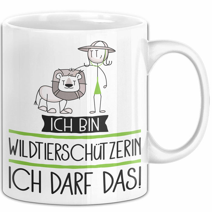 Geschenk für Wildtierschützerin Tasse Lustige Geschenkidee Geburtstag Ich Bin Wildtierschützerin Ich Darf Das Weiß Trendation