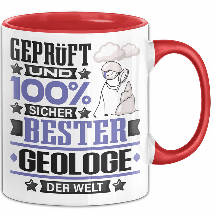 Geologe Geschenk Lustiger Spruch für Geologe Geschenkidee Bester Geologe Der Welt Rot Trendation