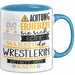 Wrestlerin Tasse Geschenk Lustiger Spruch Bitte Erheben Sie Sich Seine Majestät Die Wrestlerin Betritt Den Raum Blau Trendation