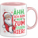 Weihnachtsmann Tasse Geschenk Ähh Ich Bin Nur Zum Essen Hier Weihnachtszeit Geschenkidee Kaffee-Becher Rosa Trendation