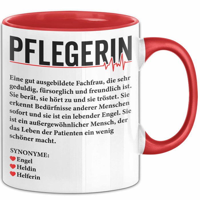 Pflege Krankenschwester Wertschätzung Tasse Geschenk Lustige Geschenkidee Spruch Pflegerin Rot Trendation