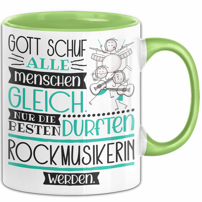 Rockmusikerin Geschenk Becher Tasse Gott Schuf Alle Menschen Gleich Nur Die Besten Durfeten Rockmusikerin Werden Geschenkidee Lustig Grün Trendation