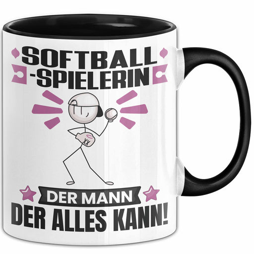 Softballspielerin Tasse Geschenk für Softballspielerin Der Mann Der Alles Kann Geschenkidee zum Geburtstag Schwarz Trendation