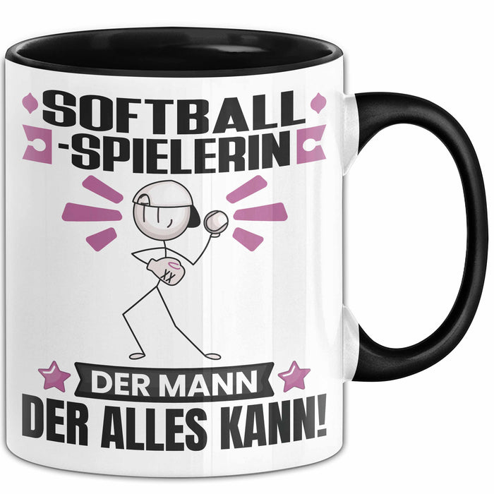 Softballspielerin Tasse Geschenk für Softballspielerin Der Mann Der Alles Kann Geschenkidee zum Geburtstag Schwarz Trendation