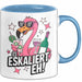 Flamingo Trinkend Tasse Geschenk Lustige Geschenkidee Spruch Es Eskaliert Eh Blau Trendation