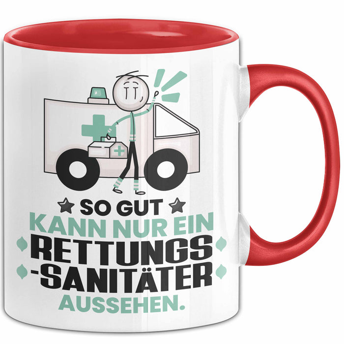 Rettungssanitäter Geschenk Tasse So Gut Kann Nur Ein Rettungssanitäter Aussehen Geschenkidee Kaffee-Becher Rot Trendation