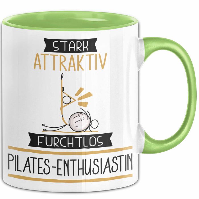 Pilates-Enthusiastin Tasse Geschenk Becher Stark Attraktiv Furchtlos Pilates-Enthusiastin Lustige Geschenkidee Grün Trendation