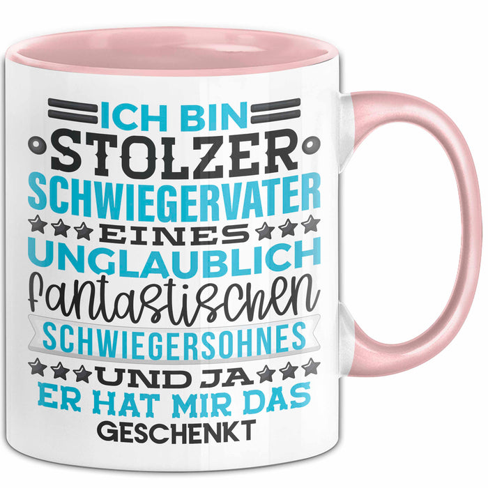 Schwiegervater Geschenk Von Schwiegersohn Geschenkidee Tasse Spruch Becher Rosa Trendation