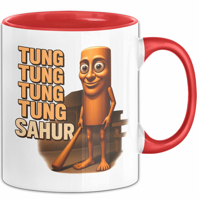 Tung Tung Tung Tung Sahur Tasse Meme Italienisch Geschenk Lustig Becher Rot Trendation