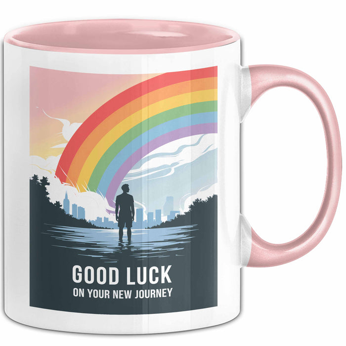 Büroarbeit Kollege Abschied Tasse Geschenk Lustige Geschenkidee Spruch Viel Glück Auf Deiner Neuen Reise Rosa Trendation