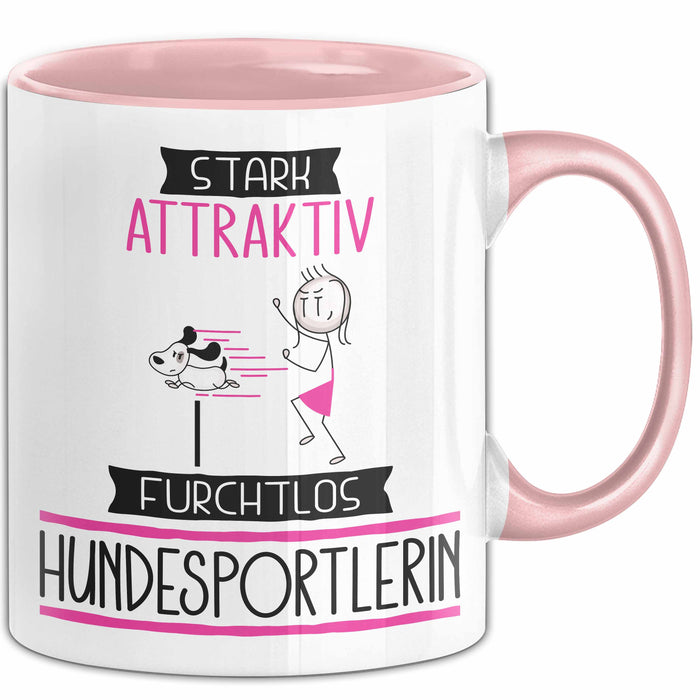 Hundesportlerin Tasse Geschenk Becher Stark Attraktiv Furchtlos Hundesportlerin Lustige Geschenkidee Rosa Trendation