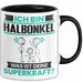 Halbonkel Tasse Geschenk für Halbonkel Geburtstag Lustiger Spruch Kaffee-Becher Was Ist Deine Superkraft Schwarz Trendation