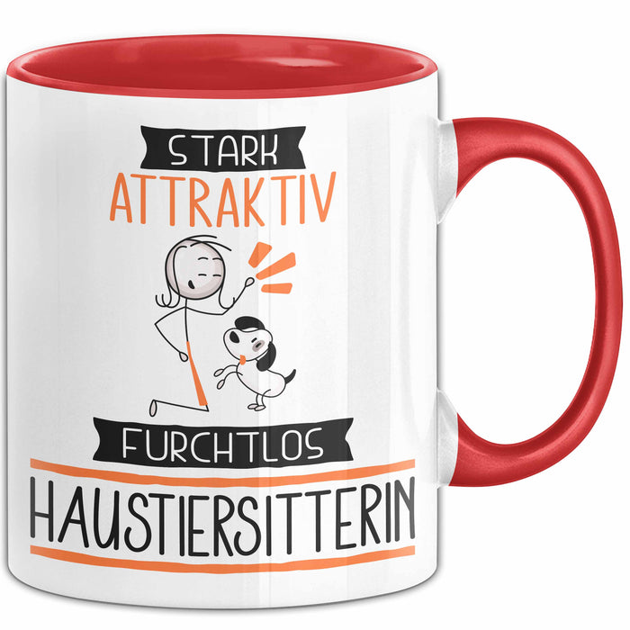 Haustiersitterin Tasse Geschenk Becher Stark Attraktiv Furchtlos Haustiersitterin Lustige Geschenkidee Rot Trendation