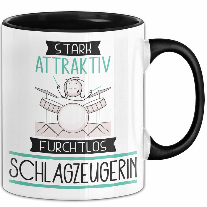 Schlagzeugerin Tasse Geschenk Becher Stark Attraktiv Furchtlos Schlagzeugerin Lustige Geschenkidee Trendation