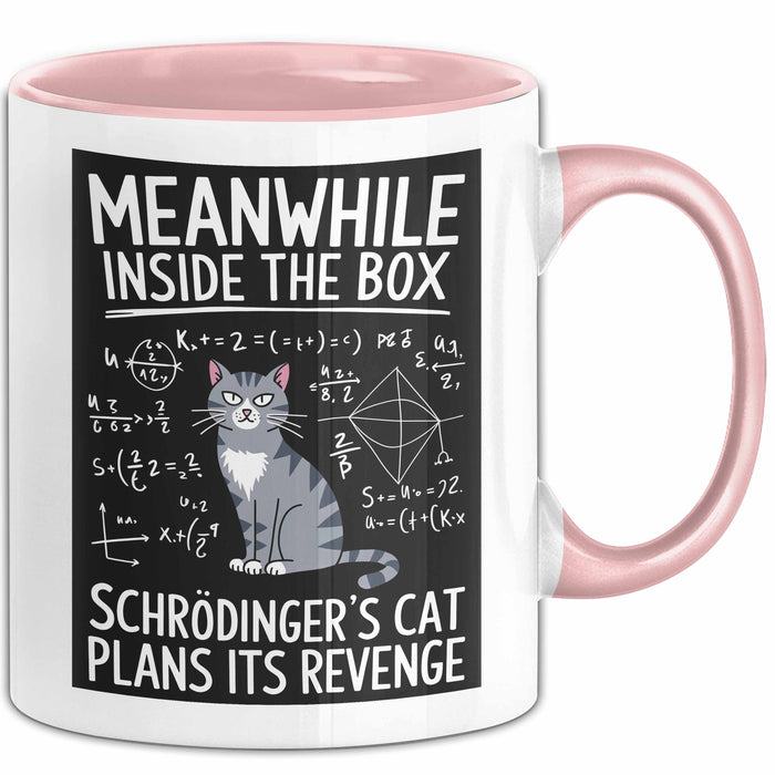Mathe Mathematik Physik Lehrer Tasse Geschenk Lustige Geschenkidee Spruch In Der Box Schmiedet Schrödingers Katze Ihren Racheplan Rosa Trendation