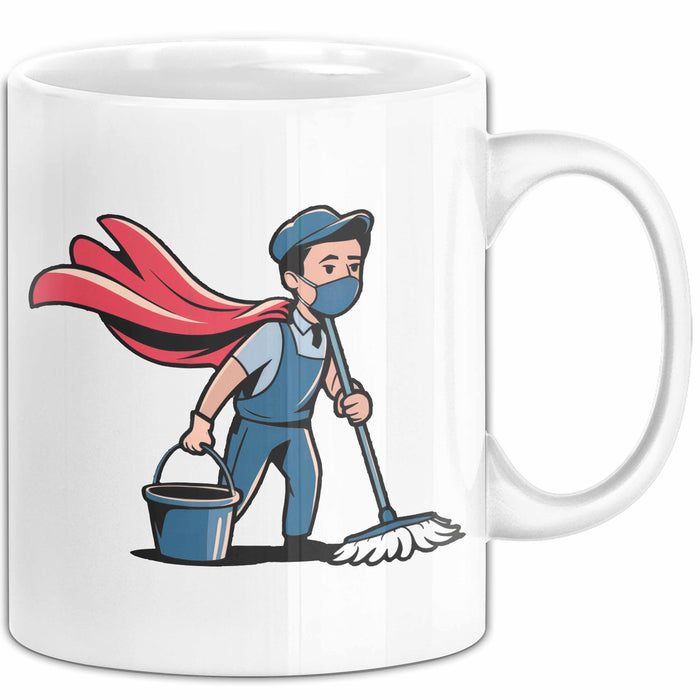 Hausmeister Tasse Geschenkidee Reinigungsheld Lustiger Geschenkidee Lustig Weiß Trendation