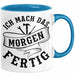 Handwerker Geschenk Tasse KFZ Mechaniker Hausmeister Mechatroniker Geschenkidee Spruch Ich Mach Das Morgen Sanitär Kaffee-Becher Männer Blau Trendation