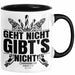 Handwerker Geschenk Tasse Geht Nicht Gibts Nicht Handwerk Hausmeister Geschenkidee Spruch Kaffee-Becher Schwarz Trendation