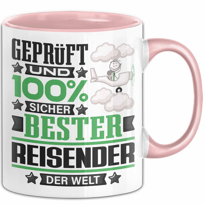 Reisender Geschenk Lustiger Spruch für Reisender Geschenkidee Bester Reisender Der Welt Rosa Trendation