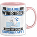 Windsurfer Tasse Geschenk für Windsurfer Geburtstag Lustiger Spruch Kaffee-Becher Was Ist Deine Superkraft Rosa Trendation