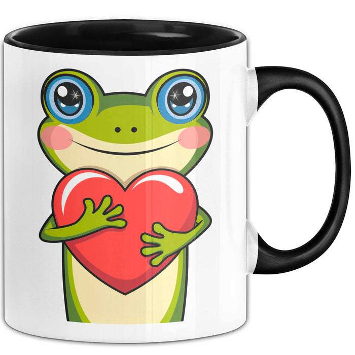 Frosch Herz Tasse Geschenk Lustige Geschenkidee Spruch Schwarz Trendation