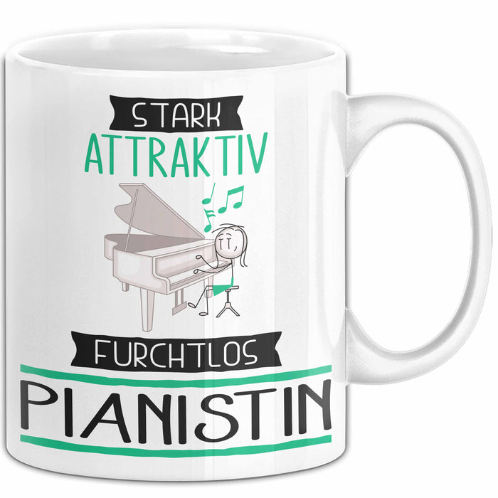 Pianistin Tasse Geschenk Becher Stark Attraktiv Furchtlos Pianistin Lustige Geschenkidee Weiß Trendation