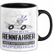Rennfahrer Geschenk Tasse Ich Bin Rennfahrer Aber Sag Doch Einfach Superheld Lustige Geschenkdiee für Rennfahrer Kaffee-Becher Schwarz Trendation