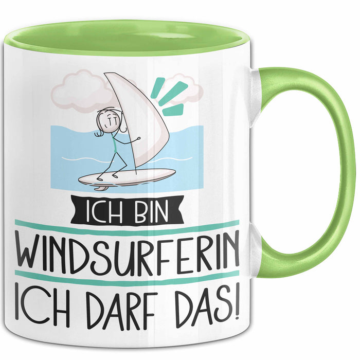 Geschenk für Windsurferin Tasse Lustige Geschenkidee Geburtstag Ich Bin Windsurferin Ich Darf Das Grün Trendation