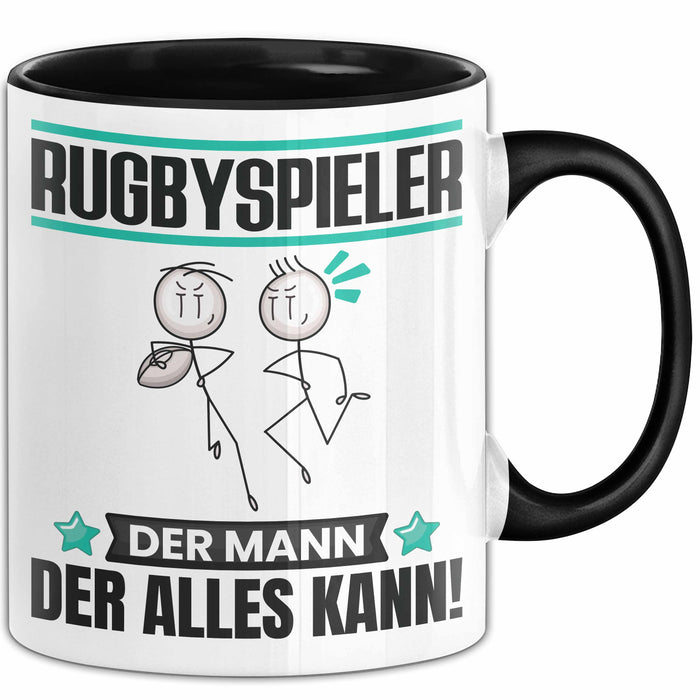 Rugbyspieler Tasse Geschenk für Rugbyspieler Der Mann Der Alles Kann Geschenkidee zum Geburtstag Schwarz Trendation