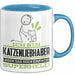 Katzenliebhaber Geschenk Tasse Ich Bin Katzenliebhaber Aber Sag Doch Einfach Superheld Lustige Geschenkdiee für Katzenliebhaber Kaffee-Becher Blau Trendation